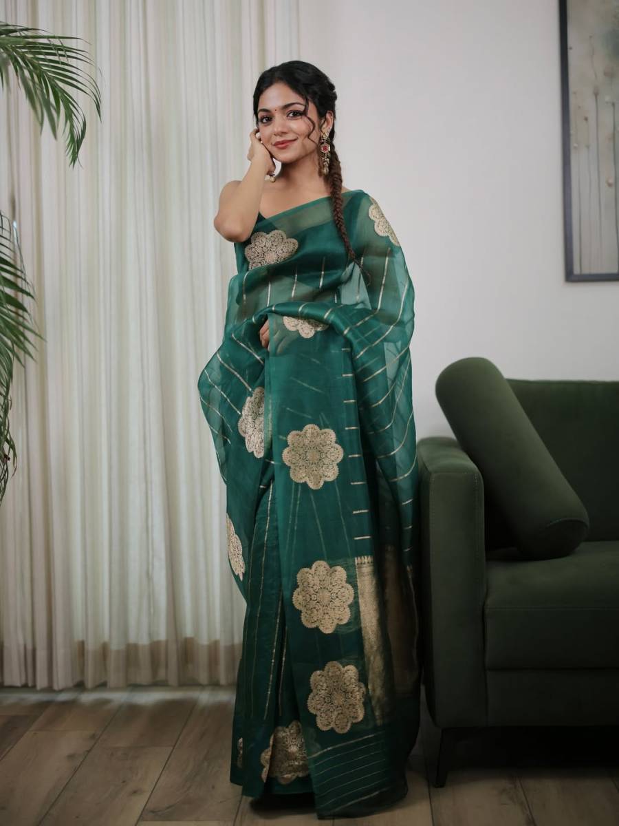 RICH LOOK BANARASI SILK WEAVING WORK SAREE WITH UNSTITCHED BLOUSE FESTIVAL WEAR WHOLESALE PRICE ETHNIC GARMENT (15)