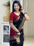 RICH LOOK BANARASI SILK WEAVING WORK SAREE WITH UNSTITCHED BLOUSE FESTIVE WEAR WHOLESALE PRICE ETHNIC GARMENT (1)