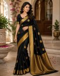 RICH LOOK BANARASI SILK WEAVING WORK SAREE WITH UNSTITCHED BLOUSE FESTIVE WEAR WHOLESALE PRICE ETHNIC GARMENT (4)