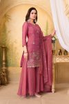 RICH LOOK BERRY SILK EMBROIDERY, SEQUENCE & CODING WORK TOP PALAZZO WITH DUPATTA WEDDING WEAR WHOLESALE PRICE ETHNIC GARMENT (2)
