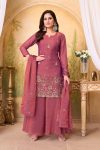 RICH LOOK BERRY SILK EMBROIDERY, SEQUENCE & CODING WORK TOP PALAZZO WITH DUPATTA PEACH
