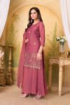 RICH LOOK BERRY SILK EMBROIDERY, SEQUENCE & CODING WORK TOP PALAZZO WITH DUPATTA WEDDING WEAR WHOLESALE PRICE ETHNIC GARMENT (2)
