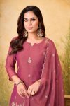 RICH LOOK BERRY SILK EMBROIDERY, SEQUENCE & CODING WORK TOP PALAZZO WITH DUPATTA WEDDING WEAR WHOLESALE PRICE ETHNIC GARMENT (2)