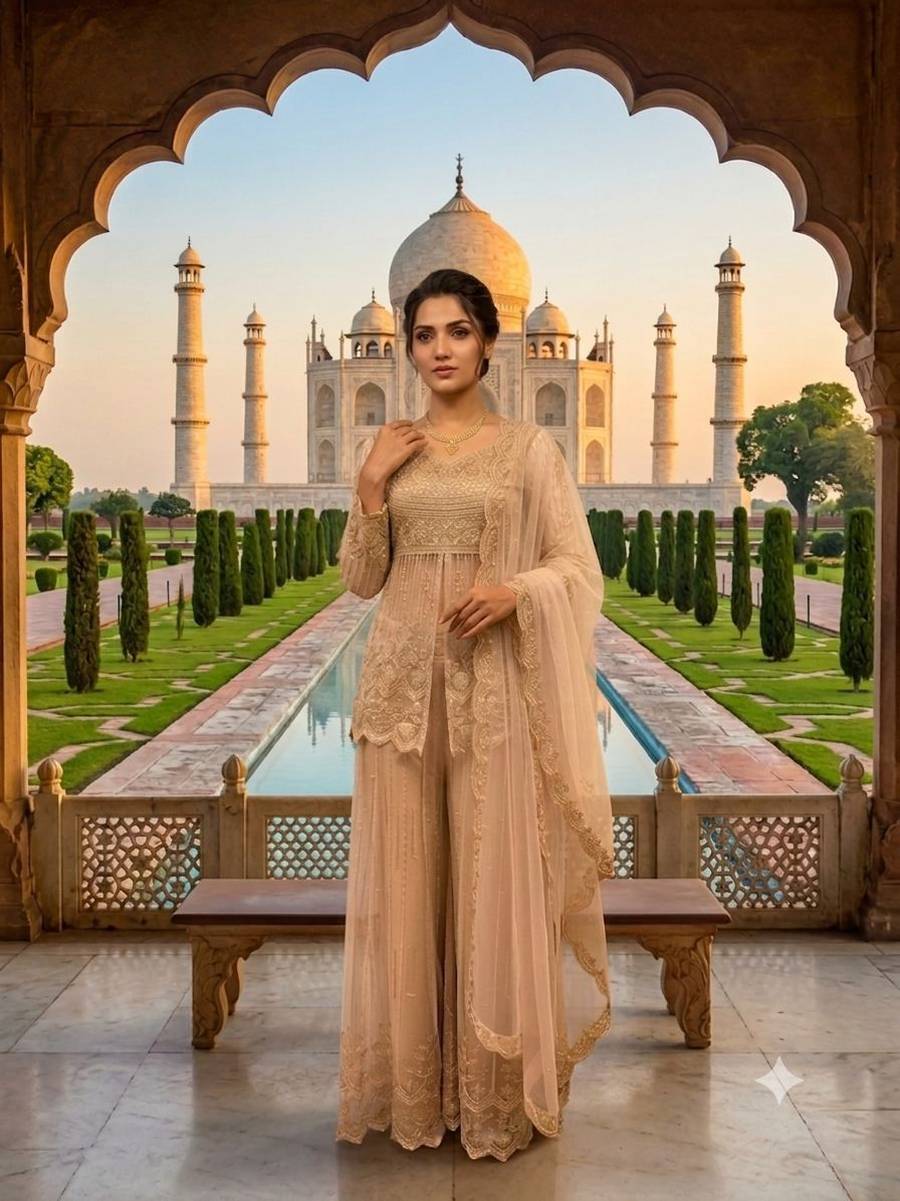 RICH LOOK BUTTERFLY NET SEQUENCE EMBROIDERY WORK TOP PALAZZO WITH DUPATTA PARTY WEAR WHOLESALE PRICE ETHNIC GARMENT (9)