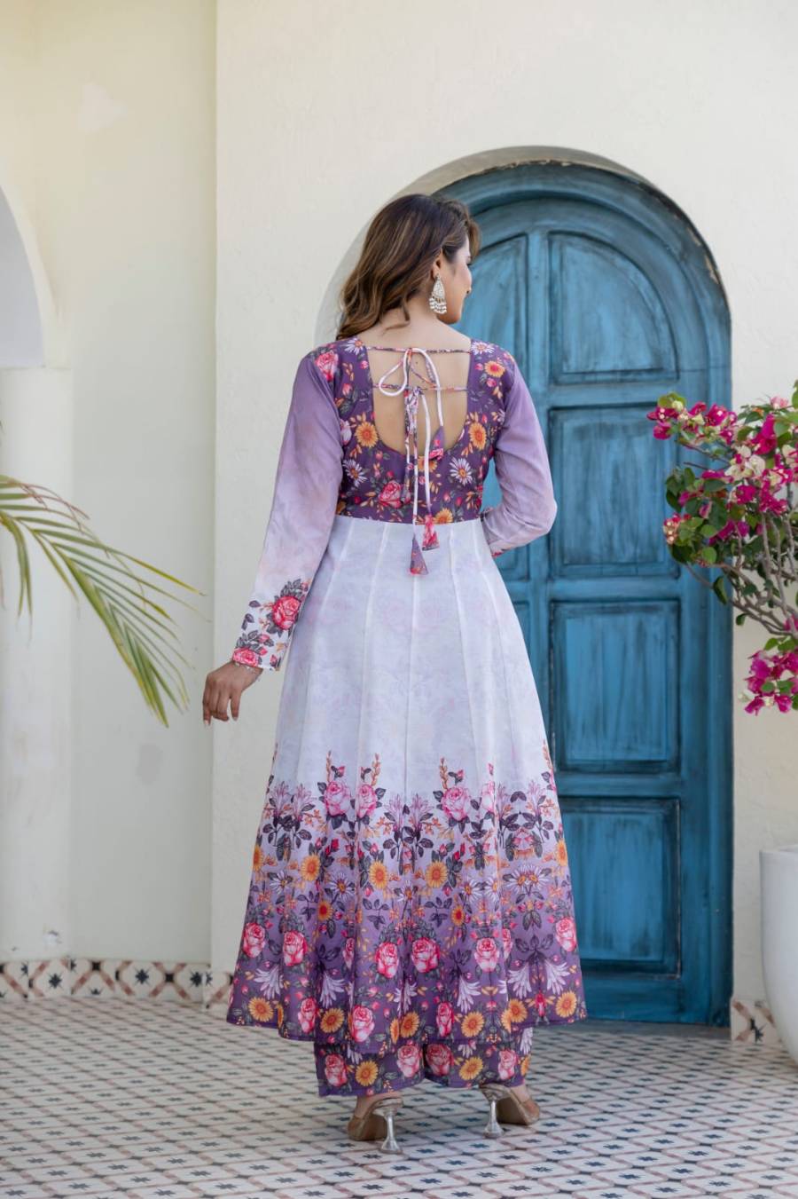 RICH LOOK CHANDERI DIGITAL PRINT WITH HAND WORK GOWN BOTTOM WITH DUPATTA FESTIVE WEAR WHOLESALE PRICE ETHNIC GARMENT (6)