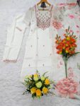 RICH LOOK CHANDERI SEQUENCE EMBROIDERY WORK TOP BOTTOM WITH DUPATTA FESTIVE WEAR WHOLESALE PRICE ETHNIC GARMENT (4)