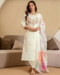 RICH LOOK CHANDERI SEQUENCE EMBROIDERY WORK TOP BOTTOM WITH DUPATTA FESTIVE WEAR WHOLESALE PRICE ETHNIC GARMENT (4)