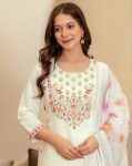 RICH LOOK CHANDERI SEQUENCE EMBROIDERY WORK TOP BOTTOM WITH DUPATTA FESTIVE WEAR WHOLESALE PRICE ETHNIC GARMENT (4)