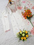RICH LOOK CHANDERI SEQUENCE EMBROIDERY WORK TOP BOTTOM WITH DUPATTA FESTIVE WEAR WHOLESALE PRICE ETHNIC GARMENT (4)
