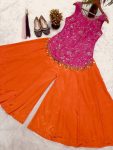 RICH LOOK CHINON SILK EMBROIDERY WITH SEQUENCE MULTI NEEDLE EMBROIDERY, ZARI WORK TOP PALAZZO SET FESTIVE WEAR WHOLESALE PRICE ETHNIC GARMENT (4)