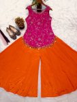 RICH LOOK CHINON SILK EMBROIDERY WITH SEQUENCE MULTI NEEDLE EMBROIDERY, ZARI WORK TOP PALAZZO SET FESTIVE WEAR WHOLESALE PRICE ETHNIC GARMENT (4)