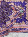 RICH LOOK CHINON SILK MIRROR HANDWORK, PIPING BORDER WITH TASSELS SAREE WITH UNSTITCHED BLOUSE WEDDING WEAR WHOLESALE PRICE ETHNIC GARMENT (2)