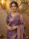 RICH LOOK CHINON SILK MIRROR HANDWORK, PIPING BORDER WITH TASSELS SAREE WITH UNSTITCHED BLOUSE WEDDING WEAR WHOLESALE PRICE ETHNIC GARMENT (2)