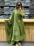 RICH LOOK COTTON ADDA WORK & HEAVY PINTEX WITH 4 PEARL LATKAN WORK TOP BOTTOM WITH DUPATTA GREEN