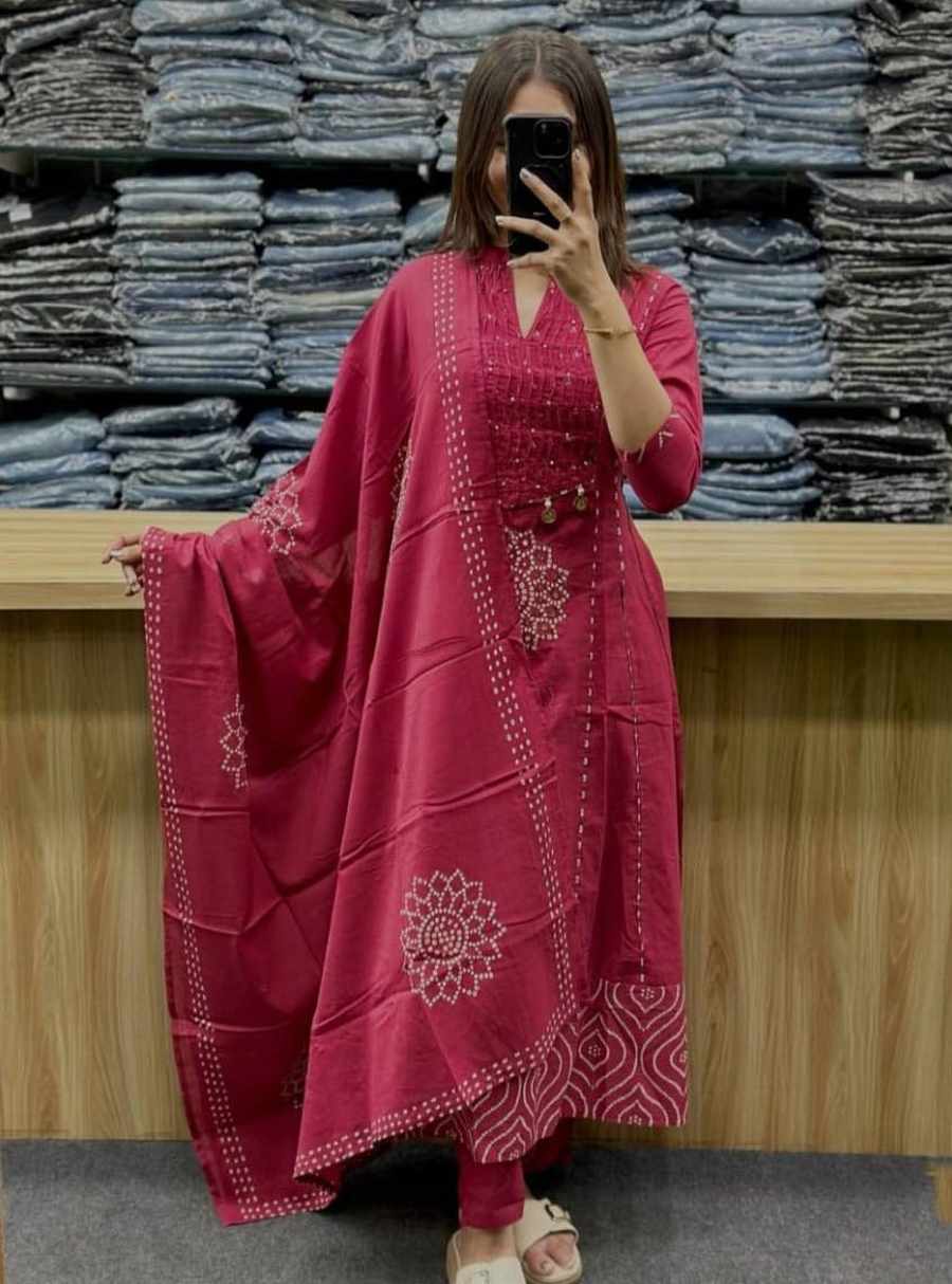 RICH LOOK COTTON ADDA WORK & HEAVY PINTEX WITH 4 PEARL LATKAN WORK TOP BOTTOM WITH DUPATTA DAILY WEAR WHOLESALE PRICE ETHNIC GARMENT (3)