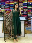 RICH LOOK COTTON DIGITAL PRINTED WITH SEQUENCE KATHA WORK ANARKALI BOTTOM WITH DUPATTA GREEN