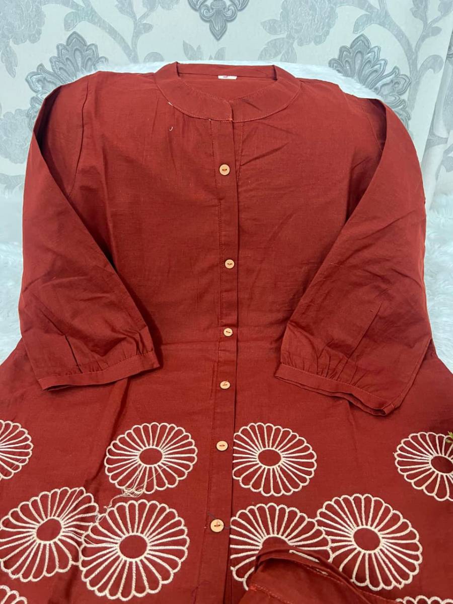 RICH LOOK COTTON EMBROIDERY WORK CO-ORD SET DAILY WEAR WHOLESALE PRICE ETHNIC GARMENT (1)