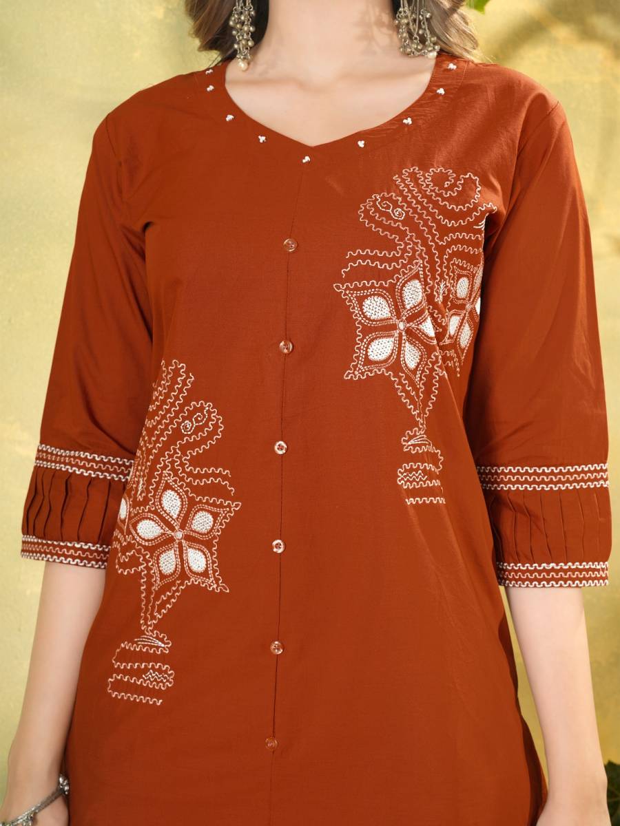RICH LOOK COTTON MULTI EMBROIDERY THREAD WORK CO-ORD SET CASUAL WEAR WHOLESALE PRICE ETHNIC GARMENT (10)