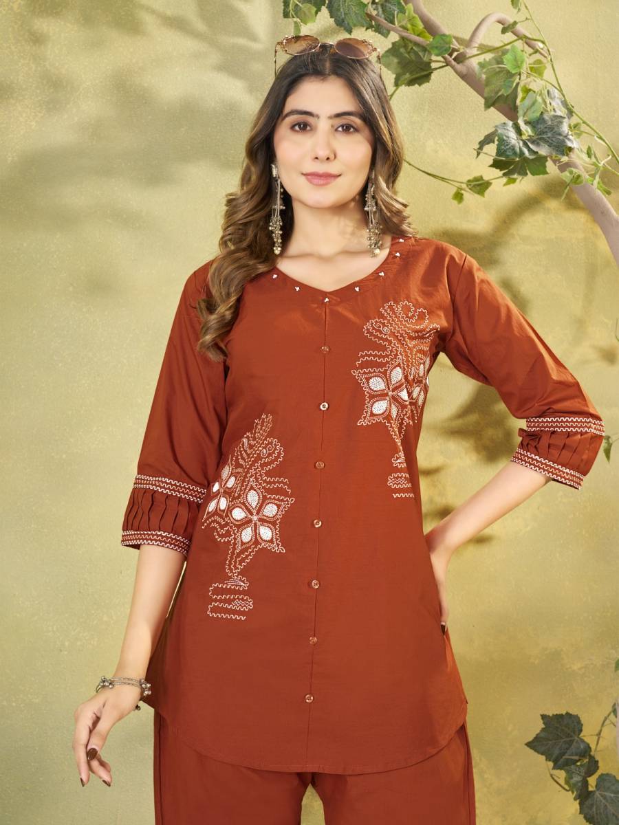 RICH LOOK COTTON MULTI EMBROIDERY THREAD WORK CO-ORD SET CASUAL WEAR WHOLESALE PRICE ETHNIC GARMENT (9)