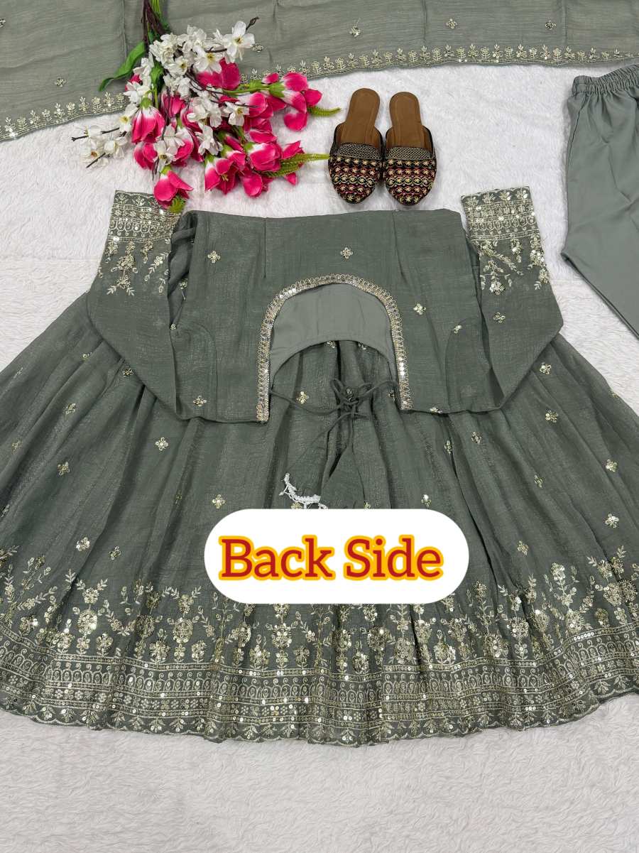 RICH LOOK CRUNCHY SILK SEQUENCE EMBROIDERY WORK GOWN BOTTOM WITH DUPATTA FESTIVE WEAR WHOLESALE PRICE ETHNIC GARMENT (1)