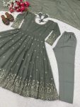 RICH LOOK CRUNCHY SILK SEQUENCE EMBROIDERY WORK GOWN BOTTOM WITH DUPATTA FESTIVE WEAR WHOLESALE PRICE ETHNIC GARMENT (4)