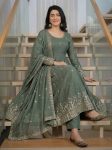 RICH LOOK CRUNCHY SILK SEQUENCE EMBROIDERY WORK GOWN BOTTOM WITH DUPATTA FESTIVE WEAR WHOLESALE PRICE ETHNIC GARMENT (4)