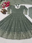 RICH LOOK CRUNCHY SILK SEQUENCE EMBROIDERY WORK GOWN BOTTOM WITH DUPATTA FESTIVE WEAR WHOLESALE PRICE ETHNIC GARMENT (4)