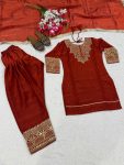 RICH LOOK FENDY SILK EMBROIDERY SEQUENCE WORK TOP PATIYALA WITH DUPATTA FESTIVE WEAR WHOLESALE PRICE ETHNIC GARMENT (2)