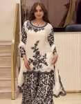 RICH LOOK GEORGETTE EMBROIDERY SEQUENCE AND DIMOND HAND WORK TOP PALAZZO WITH DUPATTA FESTIVE WEAR WHOLESALE PRICE ETHNIC GARMENT (5)