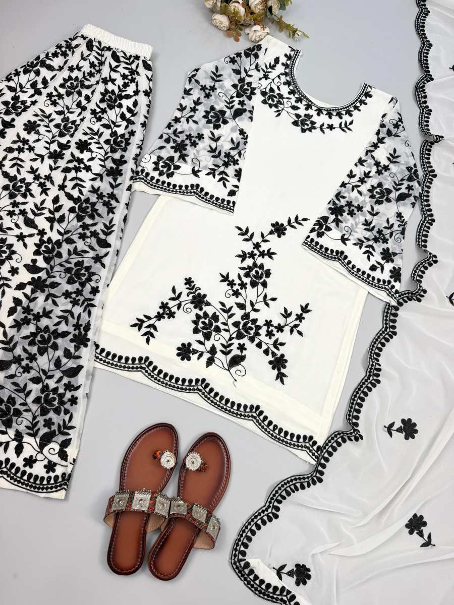 RICH LOOK GEORGETTE EMBROIDERY SEQUENCE AND DIMOND HAND WORK TOP PALAZZO WITH DUPATTA FESTIVE WEAR WHOLESALE PRICE ETHNIC GARMENT (7)