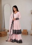 RICH LOOK GEORGETTE EMBROIDERY & THREAD WORK TOP PALAZZO WITH DUPATTA CASUAL WEAR WHOLESALE PRICE ETHNIC GARMENT (4)