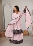 RICH LOOK GEORGETTE EMBROIDERY & THREAD WORK TOP PALAZZO WITH DUPATTA CASUAL WEAR WHOLESALE PRICE ETHNIC GARMENT (4)