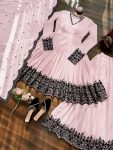 RICH LOOK GEORGETTE EMBROIDERY & THREAD WORK TOP PALAZZO WITH DUPATTA CASUAL WEAR WHOLESALE PRICE ETHNIC GARMENT (4)
