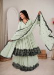 RICH LOOK GEORGETTE EMBROIDERY & THREAD WORK TOP PALAZZO WITH DUPATTA WEDDING WEAR WHOLESALE PRICE ETHNIC GARMENT(13)