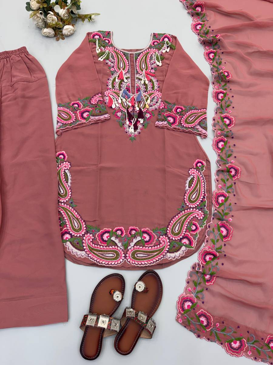 RICH LOOK GEORGETTE EMBROIDERY THREAD WORK TOP PATIYALA WITH DUPATTA FESTIVE WEAR WHOLESALE PRICE ETHNIC GARMENT (6)