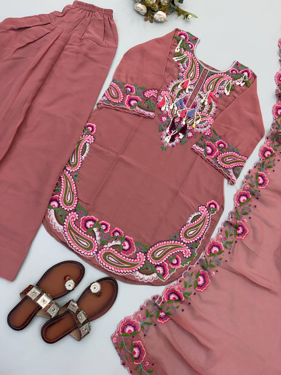 RICH LOOK GEORGETTE EMBROIDERY THREAD WORK TOP PATIYALA WITH DUPATTA FESTIVE WEAR WHOLESALE PRICE ETHNIC GARMENT (8)