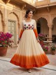 RICH LOOK GEORGETTE EMBROIDERY WOOLEN THREAD WORK GOWN FESTIVE WEAR WHOLESALE PRICE ETHNIC GARMENT (13)