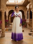 RICH LOOK GEORGETTE EMBROIDERY WOOLEN THREAD WORK GOWN FESTIVE WEAR WHOLESALE PRICE ETHNIC GARMENT (22)
