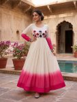 RICH LOOK GEORGETTE EMBROIDERY WOOLEN THREAD WORK GOWN FESTIVE WEAR WHOLESALE PRICE ETHNIC GARMENT (7)