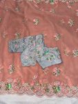 RICH LOOK GEORGETTE EMBROIDERY WORK SAREE WITH UNSTITCHED BLOUSE WEDDING WEAR WHOLESALE PRICE ETHNIC GARMENT (2)