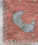 RICH LOOK GEORGETTE EMBROIDERY WORK SAREE WITH UNSTITCHED BLOUSE WEDDING WEAR WHOLESALE PRICE ETHNIC GARMENT (2)