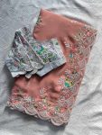 RICH LOOK GEORGETTE EMBROIDERY WORK SAREE WITH UNSTITCHED BLOUSE WEDDING WEAR WHOLESALE PRICE ETHNIC GARMENT (2)