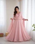 RICH LOOK GEORGETTE HANDWORK GOWN BOTTOM WITH DUPATTA FESTIVE WEAR WHOLESALE PRICE ETHNIC GARMENT (2)