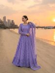 RICH LOOK GEORGETTE & ORGANZA EMBROIDERY WORK GOWN BOTTOM WITH DUPATTA RECEPTION WEAR WHOLESALE PRICE ETHNIC GARMENT (2)