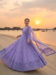 RICH LOOK GEORGETTE & ORGANZA EMBROIDERY WORK GOWN BOTTOM WITH DUPATTA RECEPTION WEAR WHOLESALE PRICE ETHNIC GARMENT (2)