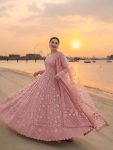 RICH LOOK GEORGETTE & ORGANZA EMBROIDERY WORK GOWN BOTTOM WITH DUPATTA RECEPTION WEAR WHOLESALE PRICE ETHNIC GARMENT (4)
