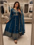 RICH LOOK GEORGETTE SEQUENCE AND ZARI WORK WITH FANCY LACE WORK GOWN BOTTOM WITH DUPATTA FESTIVE WEAR WHOLESALE PRICE ETHNIC GARMENT (11)