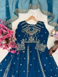 RICH LOOK GEORGETTE SEQUENCE AND ZARI WORK WITH FANCY LACE WORK GOWN BOTTOM WITH DUPATTA FESTIVE WEAR WHOLESALE PRICE ETHNIC GARMENT (11)