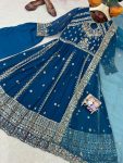 RICH LOOK GEORGETTE SEQUENCE AND ZARI WORK WITH FANCY LACE WORK GOWN BOTTOM WITH DUPATTA FESTIVE WEAR WHOLESALE PRICE ETHNIC GARMENT (11)