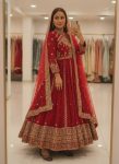 RICH LOOK GEORGETTE SEQUENCE AND ZARI WORK WITH FANCY LACE WORK GOWN BOTTOM WITH DUPATTA FESTIVE WEAR WHOLESALE PRICE ETHNIC GARMENT (3)